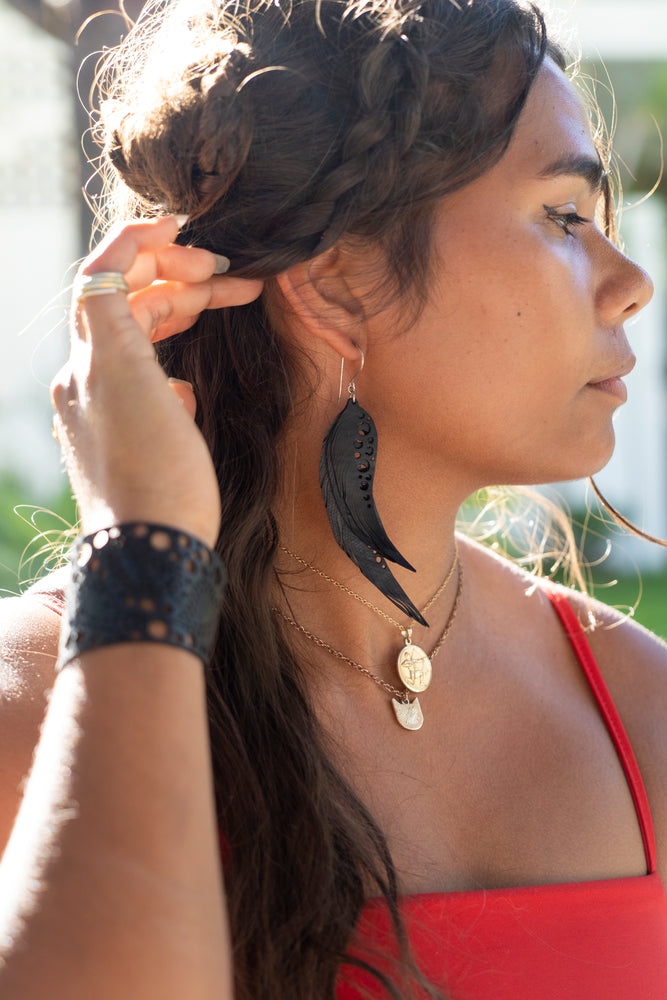 
                  
                    Load image into Gallery viewer, Tyre Tube Earrings &amp;quot;Feather Dots&amp;quot;
                  
                